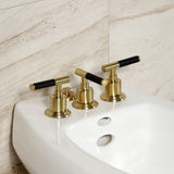 Kaiser Three-Handle Deck Mount Vertical Spray Bidet Faucet with Brass Pop-Up