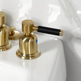 Kaiser Three-Handle Deck Mount Vertical Spray Bidet Faucet with Brass Pop-Up