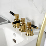 Kaiser Three-Handle Deck Mount Vertical Spray Bidet Faucet with Brass Pop-Up