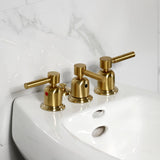 Concord Three-Handle Deck Mount Vertical Spray Bidet Faucet with Brass Pop-Up