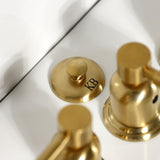 Concord Three-Handle Deck Mount Vertical Spray Bidet Faucet with Brass Pop-Up