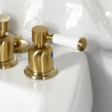 Paris Three-Handle Deck Mount Vertical Spray Bidet Faucet with Brass Pop-Up