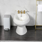 Paris Three-Handle Deck Mount Vertical Spray Bidet Faucet with Brass Pop-Up