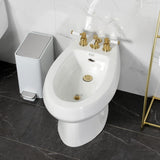 Paris Three-Handle Deck Mount Vertical Spray Bidet Faucet with Brass Pop-Up