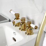 Paris Three-Handle Deck Mount Vertical Spray Bidet Faucet with Brass Pop-Up