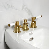 Paris Three-Handle Deck Mount Vertical Spray Bidet Faucet with Brass Pop-Up