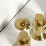 NuvoFusion Three-Handle Deck Mount Vertical Spray Bidet Faucet with Brass Pop-Up