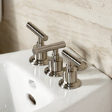 Manhattan Three-Handle Deck Mount Vertical Spray Bidet Faucet with Brass Pop-Up