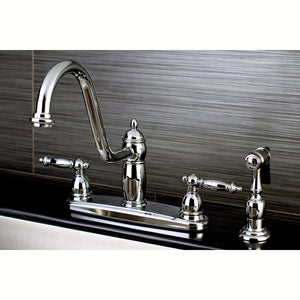 Templeton Two-Handle 4-Hole 8" Centerset Kitchen Faucet with Brass Side Sprayer