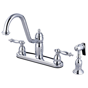 Templeton Two-Handle 4-Hole 8" Centerset Kitchen Faucet with Brass Side Sprayer