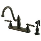 Templeton Two-Handle 4-Hole 8" Centerset Kitchen Faucet with Brass Side Sprayer