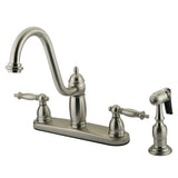 Templeton Two-Handle 4-Hole 8" Centerset Kitchen Faucet with Brass Side Sprayer