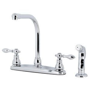 American Classic Two-Handle 4-Hole 8" Centerset Kitchen Faucet with Side Sprayer