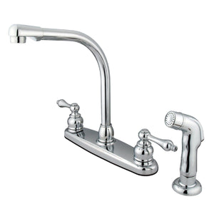 Victorian Two-Handle 4-Hole 8" Centerset Kitchen Faucet with Side Sprayer