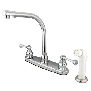 Two-Handle 4-Hole 8" Centerset Kitchen Faucet with Side Sprayer