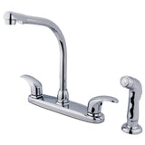 Two-Handle 4-Hole 8" Centerset Kitchen Faucet with Side Sprayer