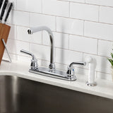 Restoration Two-Handle 4-Hole 8" Centerset Kitchen Faucet with White Side Sprayer