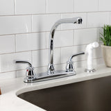 Restoration Two-Handle 4-Hole 8" Centerset Kitchen Faucet with White Side Sprayer