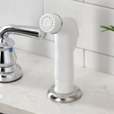 Restoration Two-Handle 4-Hole 8" Centerset Kitchen Faucet with White Side Sprayer