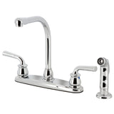 Restoration Two-Handle 4-Hole 8" Centerset Kitchen Faucet with Side Sprayer