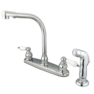 Victorian Two-Handle 4-Hole 8" Centerset Kitchen Faucet with Side Sprayer