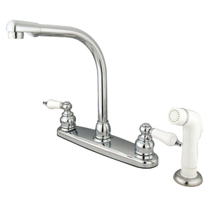 Victorian Two-Handle 4-Hole 8" Centerset Kitchen Faucet with Side Sprayer