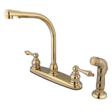 Victorian Two-Handle 4-Hole 8" Centerset Kitchen Faucet with Side Sprayer