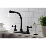 American Classic Two-Handle 4-Hole 8" Centerset Kitchen Faucet with Side Sprayer