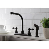 American Classic Two-Handle 4-Hole 8" Centerset Kitchen Faucet with Side Sprayer