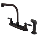 Victorian Two-Handle 4-Hole 8" Centerset Kitchen Faucet with Side Sprayer