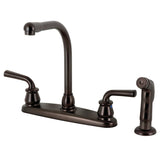 Restoration Two-Handle 4-Hole 8" Centerset Kitchen Faucet with Side Sprayer