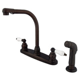 Victorian Two-Handle 4-Hole 8" Centerset Kitchen Faucet with Side Sprayer