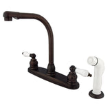 Victorian Two-Handle 4-Hole 8" Centerset Kitchen Faucet with Side Sprayer