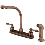 Victorian Two-Handle 4-Hole 8" Centerset Kitchen Faucet with Side Sprayer