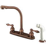 Victorian Two-Handle 4-Hole 8" Centerset Kitchen Faucet with Side Sprayer