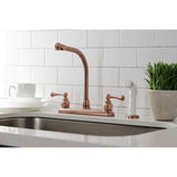 Two-Handle 4-Hole 8" Centerset Kitchen Faucet with Side Sprayer