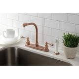 Two-Handle 4-Hole 8" Centerset Kitchen Faucet with Side Sprayer