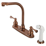 Two-Handle 4-Hole 8" Centerset Kitchen Faucet with Side Sprayer