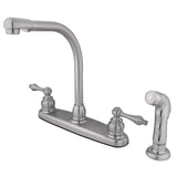 Victorian Two-Handle 4-Hole 8" Centerset Kitchen Faucet with Side Sprayer