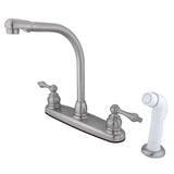 Victorian Two-Handle 4-Hole 8" Centerset Kitchen Faucet with Side Sprayer