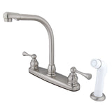 Two-Handle 4-Hole 8" Centerset Kitchen Faucet with Side Sprayer