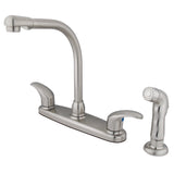 Two-Handle 4-Hole 8" Centerset Kitchen Faucet with Side Sprayer