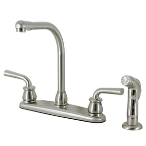 Restoration Two-Handle 4-Hole 8" Centerset Kitchen Faucet with Side Sprayer