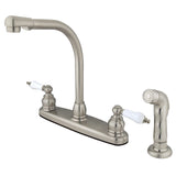 Victorian Two-Handle 4-Hole 8" Centerset Kitchen Faucet with Side Sprayer