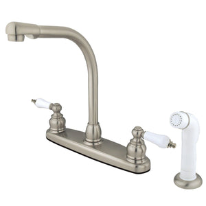 Victorian Two-Handle 4-Hole 8" Centerset Kitchen Faucet with Side Sprayer