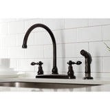 American Classic Two-Handle 4-Hole 8" Centerset Kitchen Faucet with Side Sprayer