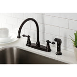 American Classic Two-Handle 4-Hole 8" Centerset Kitchen Faucet with Side Sprayer