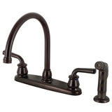 Restoration Two-Handle 4-Hole 8" Centerset Kitchen Faucet with Side Sprayer