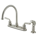 Restoration Two-Handle 4-Hole 8" Centerset Kitchen Faucet with Side Sprayer