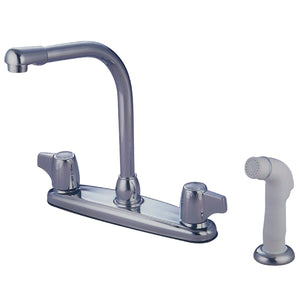 Two-Handle 4-Hole 8" Centerset Kitchen Faucet with Side Sprayer